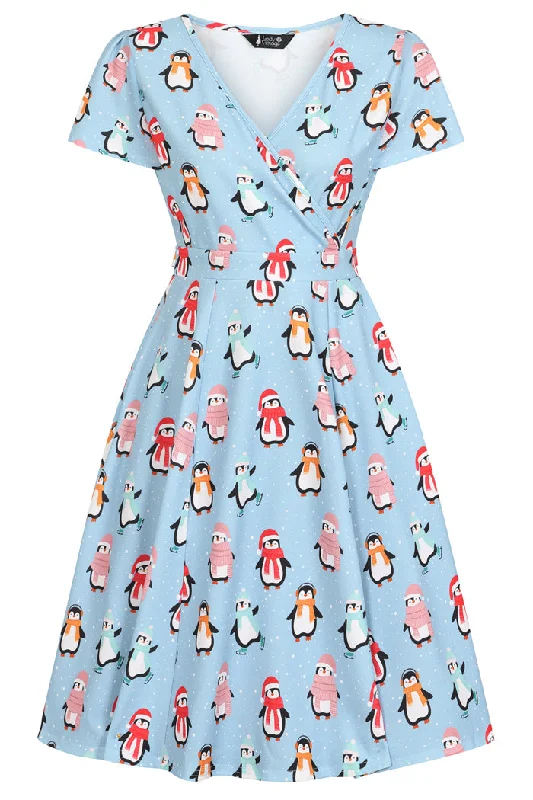 Lyra Mini Dress - Festive Penguin Chic Sleeveless Mini Dress