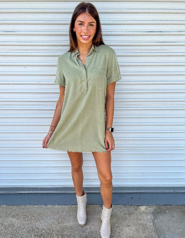 PERFECT VISION OLIVE MINI DRESS Comfortable Boho Mini Dress