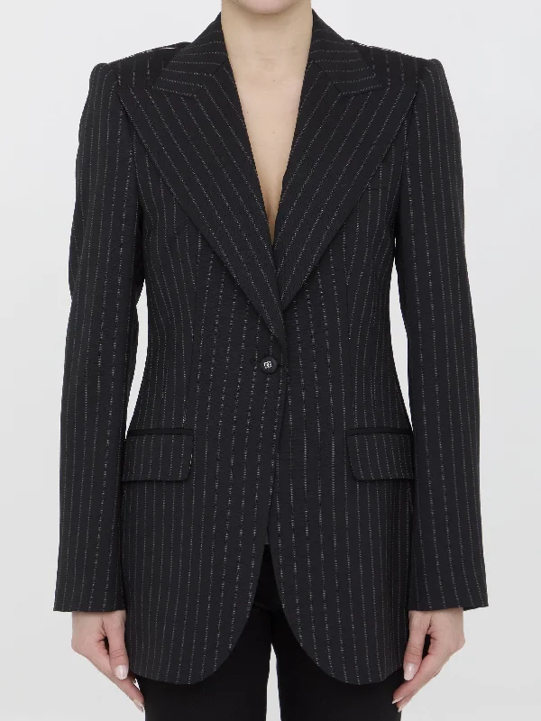 Pinstripe Jacket Toggled Jacket Drawstring Jacket Belted Jacket