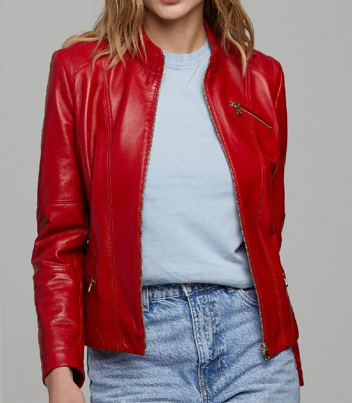 Red Donna stylish Women Leather jacket Corduroy Jacket Velvet Jacket Brocade Jacket