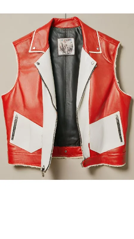 Red & White Vest Leather Jacket For Women Mesh Jacket Canvas Jacket Denim Jacket