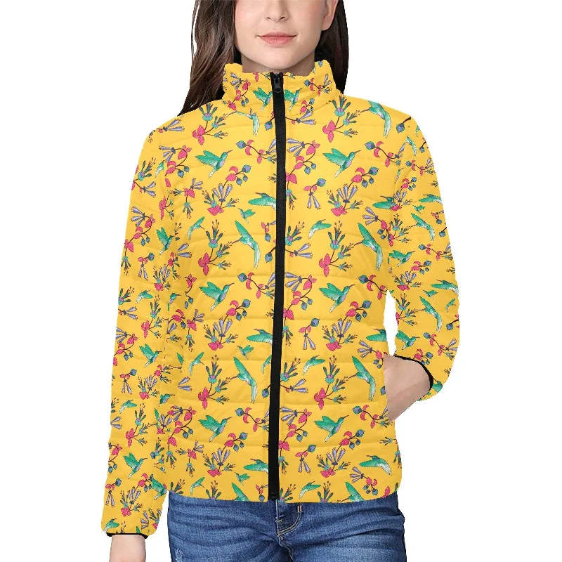 Swift Pastel Yellow Women's Stand Collar Padded Jacket V-Neck Jacket Boat Neck Jacket Square Neck Jacket