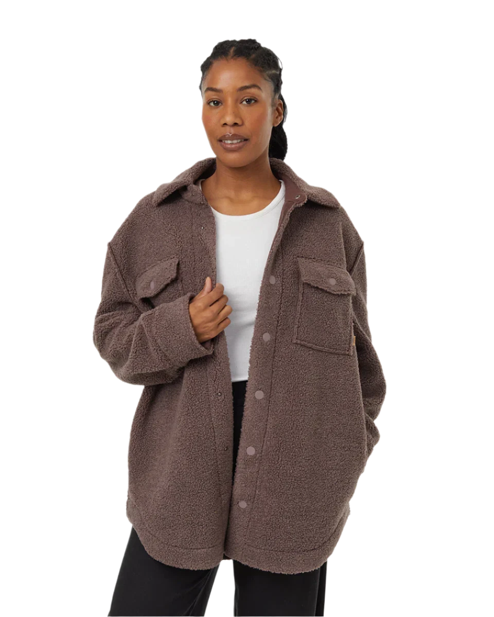 TENTREE Women's Sunday Jacket Elkwood/Deep Mahogany Hooded Jacket Caped Jacket Shawl Collar Jacket