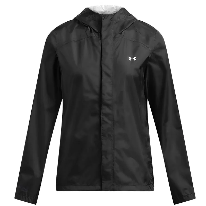 Under Armour Stormproof Cloudstrike 2.0 Jacket - Womens - Black/White Toggled Jacket Drawstring Jacket Belted Jacket