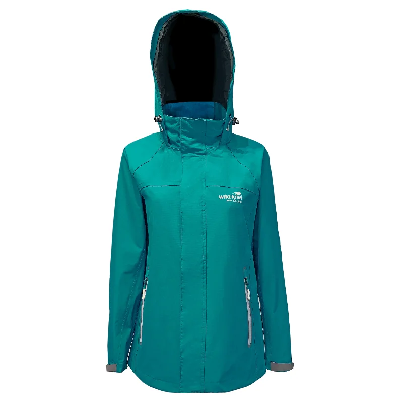 Womens Rain Jacket - Wild Kiwi Zip Front Button Front Snap Front