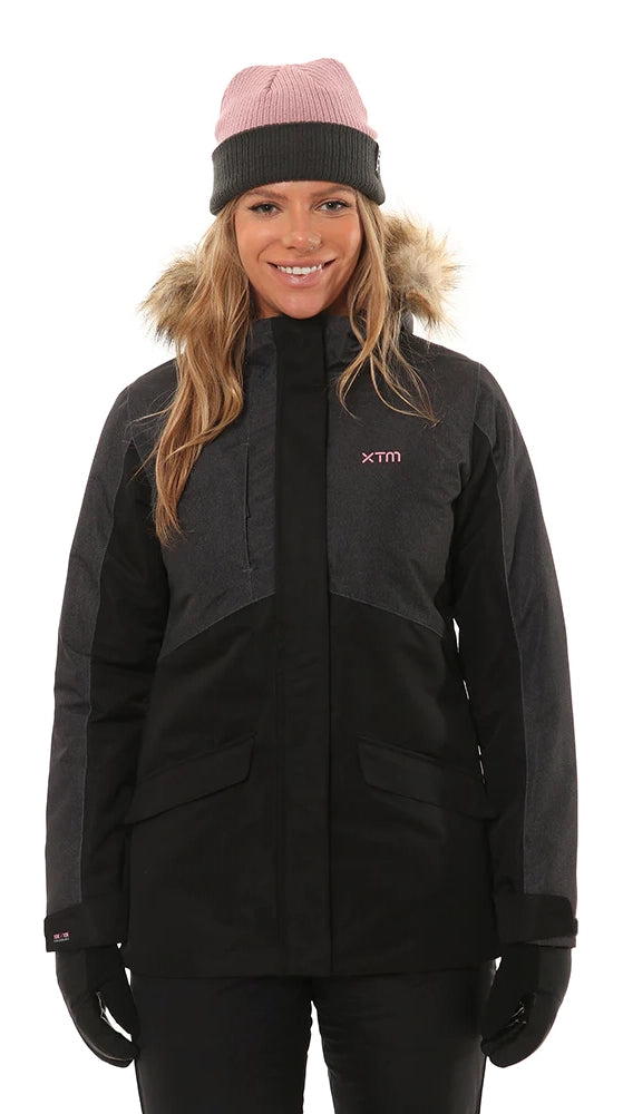 XTM Kelsey Jacket Womens Black Denim Fleece Jacket Down Jacket Feather Jacket