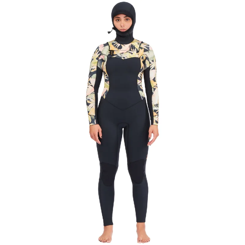 Billabong Women's Salty Dayz 4/3 Hooded Chest Zip Wetsuit - 2023 Hoodie with Puffed Sleeves Voluminous Trendy