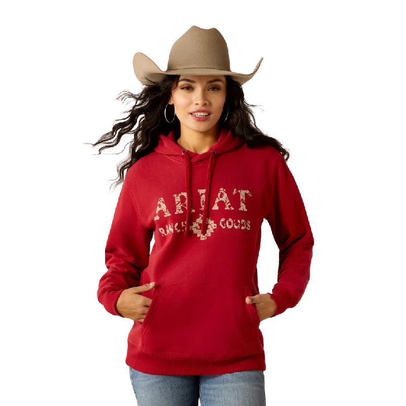 Ariat Women's Ranch Goods Rio Red Hoodie Hoodie with Hem Drawcord Adjustable Customizable