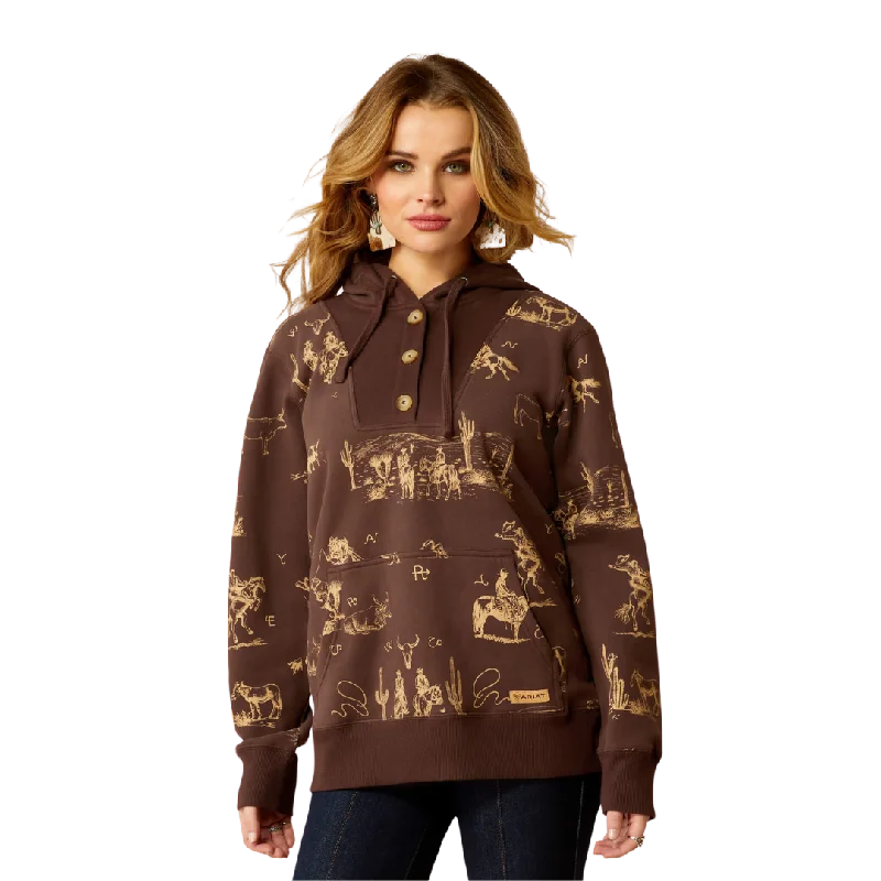 Ariat Women's Ranchin Print Hoodie Hoodie with Full-Zip Functional Layering