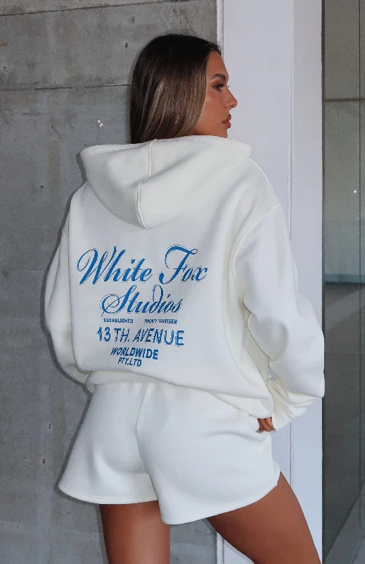 13th Avenue Oversized Hoodie Off White Hoodie with High-Low Hem Asymmetrical Trendy