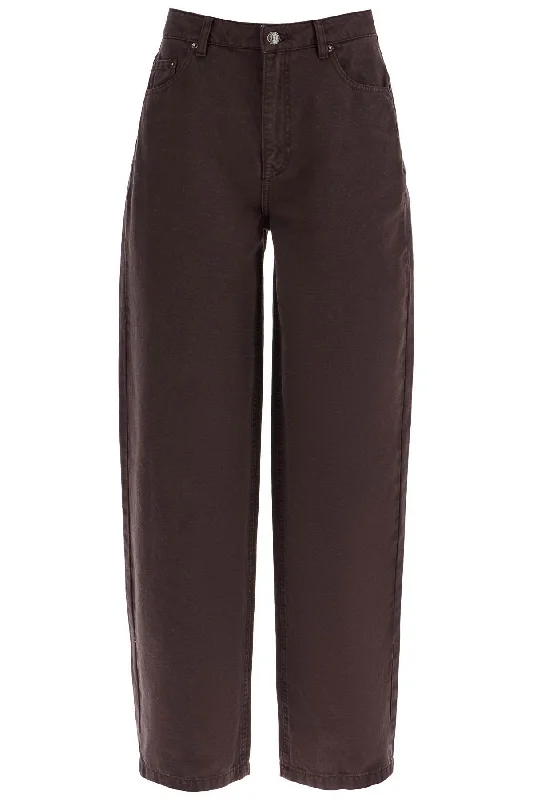 Wide Leg Five-pocket Pants With A Relaxed  - Brown Trendy Palazzo Pants