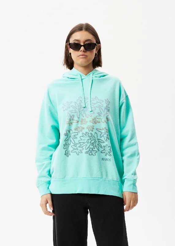 AFENDS Womens Ava - Graphic Hoodie - Mint Hoodie with Double Zipper Versatile Adjustable