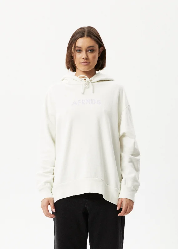 AFENDS Womens Dua - Hoodie - Off White Hoodie with Embroidery Detailed Premium