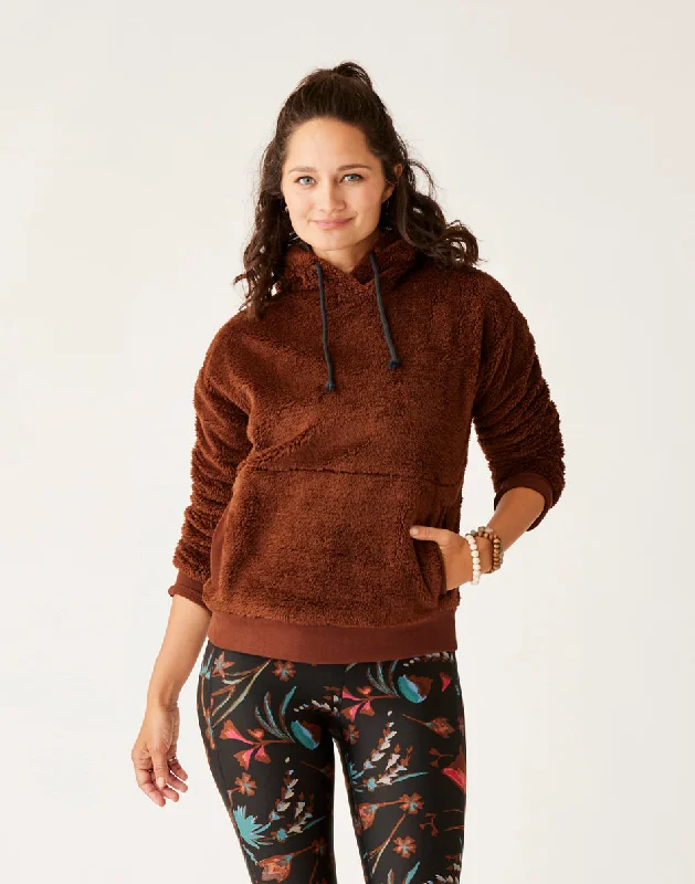 Brie Sherpa Hoodie: Chocolate Hoodie with Full-Zip Functional Layering