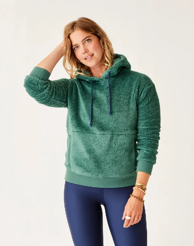 Brie Sherpa Hoodie: Forest Hoodie with Applique Textured Unique