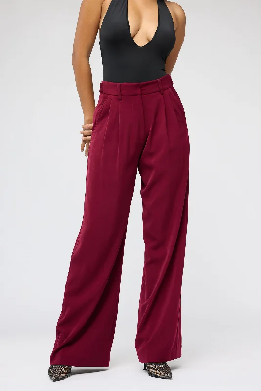 Deep Crimson Adjustable Korean Pants Soft Sweatpants Style