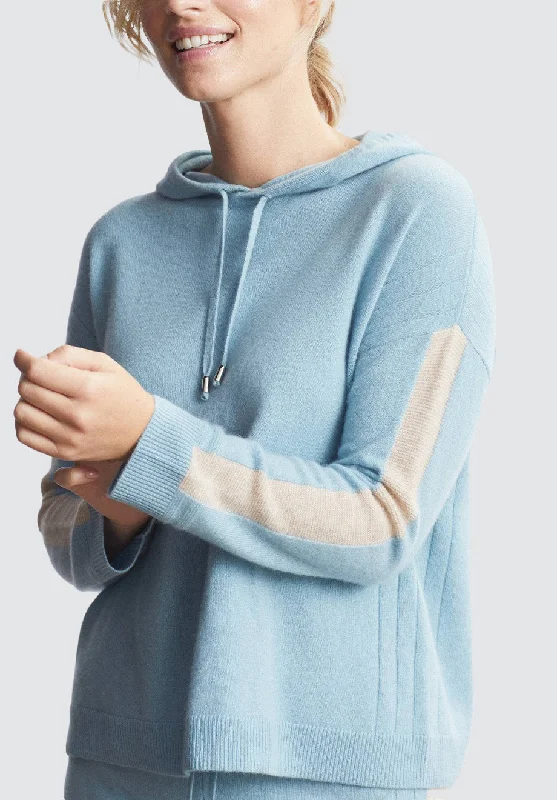 Cashmere Hoody | Glacier/Birch Hoodie with Hem Detail Decorative Unique