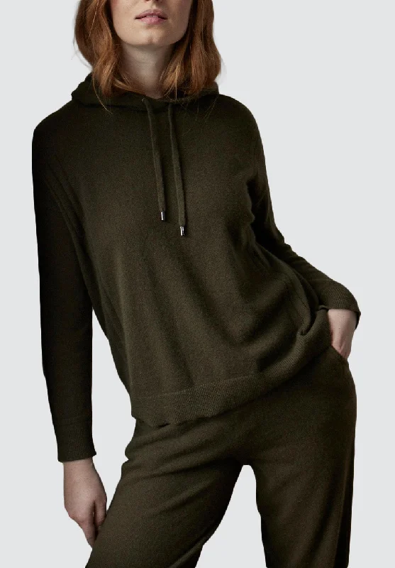 Cashmere Hoody | Khaki/Ballet Hoodie with Toggle Buttons Decorative Unique