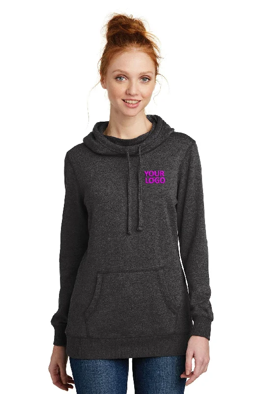 District Made Ladies Lightweight Hoodies, Heathered Black Hoodie with Cuffed Sleeves Snug Secure