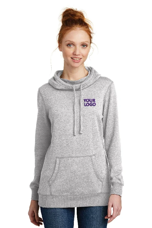 District Made Ladies Lightweight Hoodies, Heathered Grey Hoodie with Crew Neck Simple Timeless