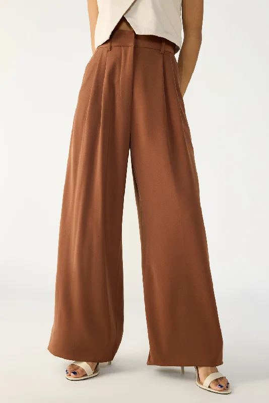 Downtown Brown Adjustable Korean Pants High-Waist Trousers