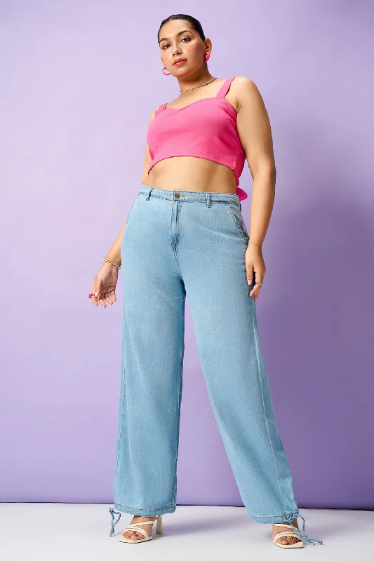 Dusk Blue Curve Denim Korean Pants Fashionable Work Pants