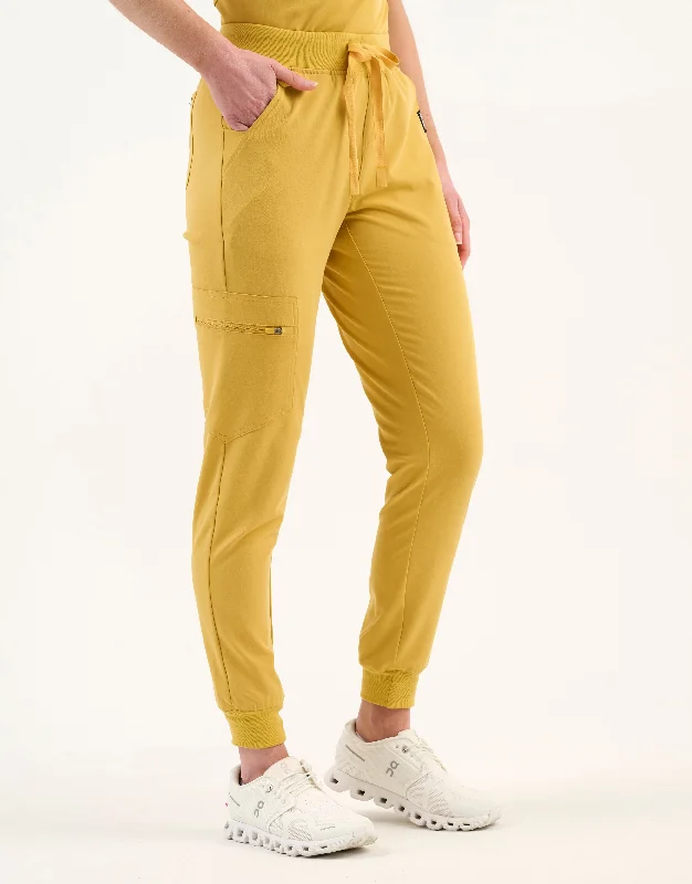 Essential Jogger Scrub Pants - Yellow Gold Formal Stretch Pants