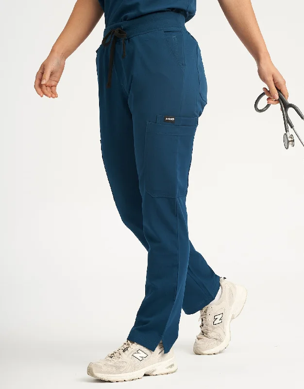 Essential Multi-Pocket Scrub Pants - Gibraltar Blue Comfortable Cargo Pants