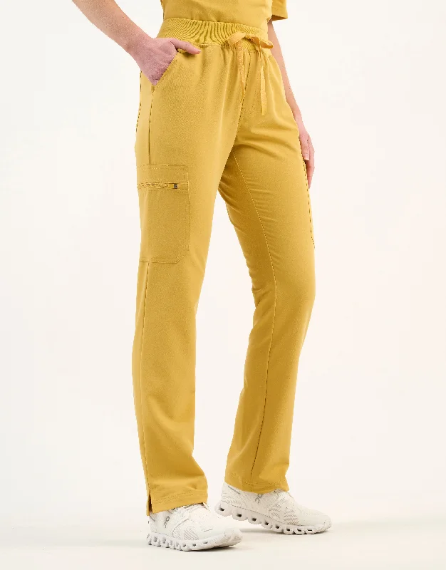 Essential Multi-Pocket Scrub Pants - Yellow Gold Trendy Work Pants