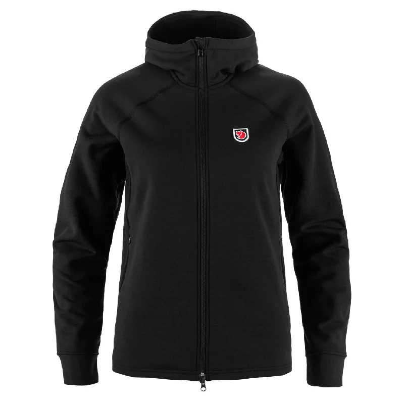 Fjallraven Womens Expedition Fleece Hoodie Black Hoodie with Logo Branding Identity