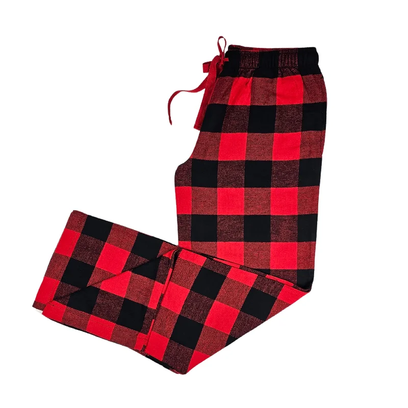 Flannel Lounge Pants in Red and Black Buffalo Check Comfortable Denim Leggings