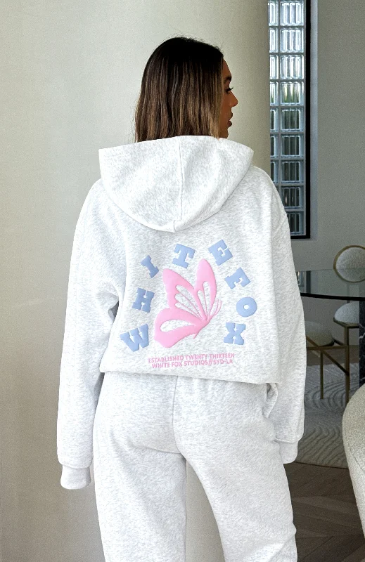 Give You The Best Oversized Hoodie Grey Marle Hoodie with Applique Textured Unique