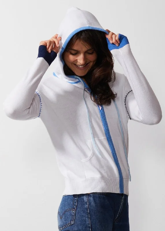 Happy Hoodie ZP6606 in White by Zaket & Plover Hoodie with High Neck Warm Protective