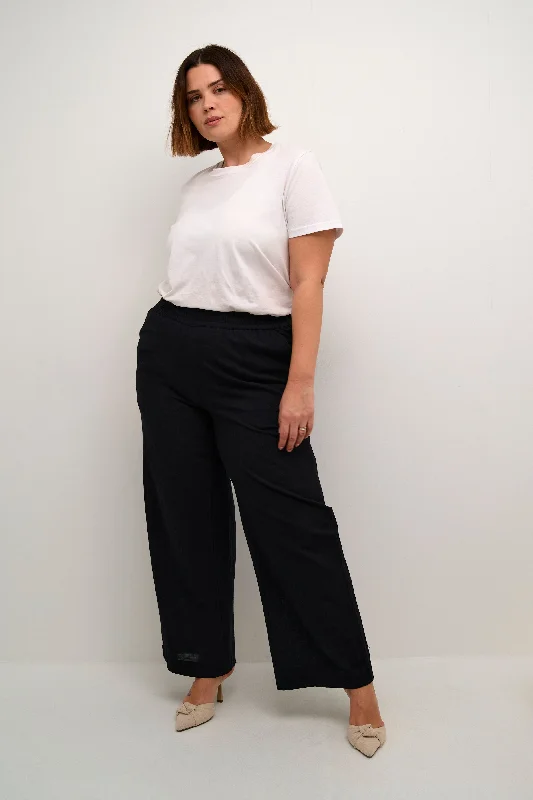 Kaffe Curve Paula Pants in Black Lightweight Jogger Pants