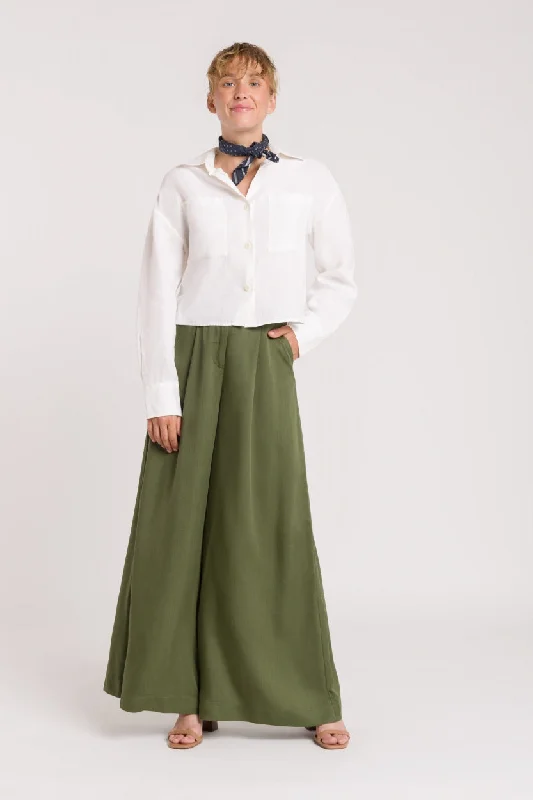 Elsa Flowy Pants Green Casual Skinny Fit Pants