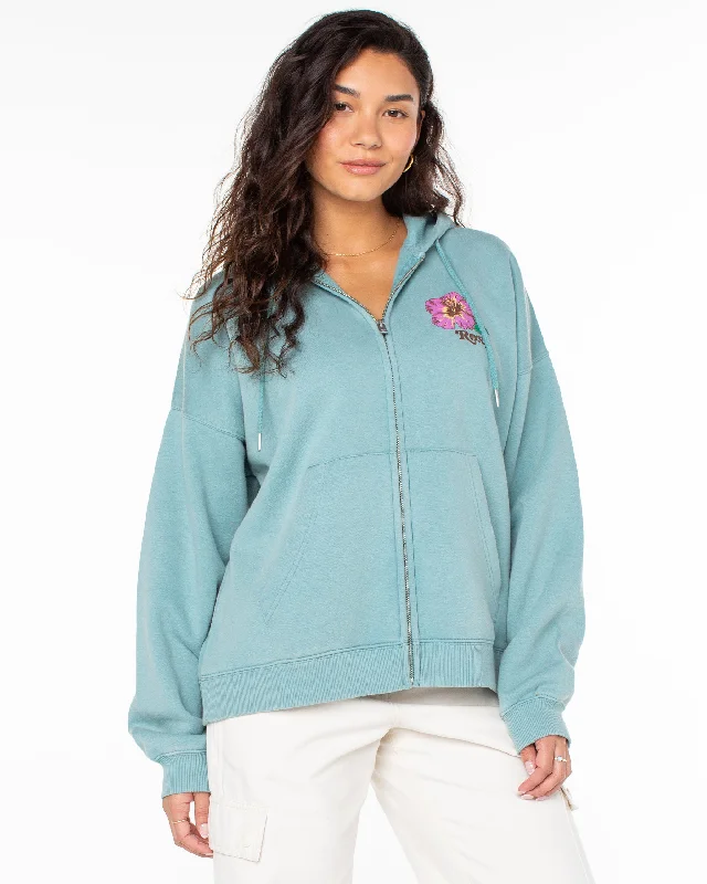 Lineup Oversized Zip Hoodie - Mineral Blue Hoodie with Front Slit Layering Stylish