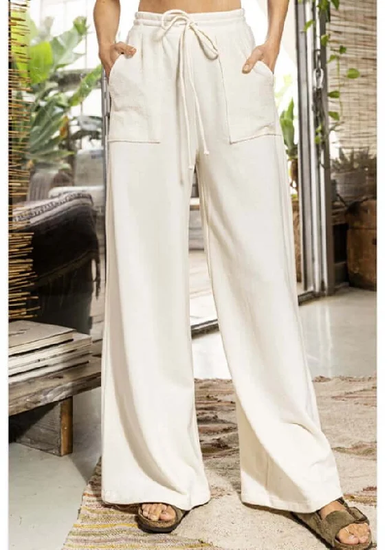 French Terry Drawstring Cotton Pants Made in USA Formal Linen Trousers