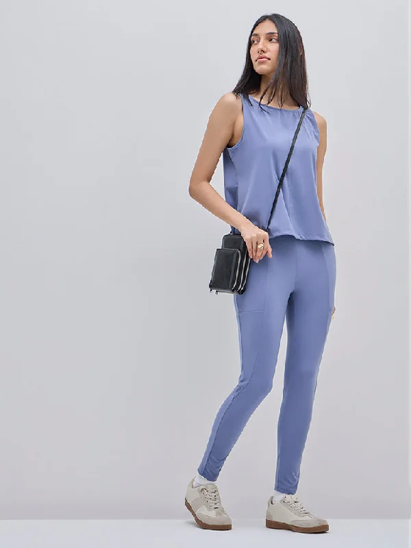 LOV Blue High-Rise Track Pants Classic Straight Pants