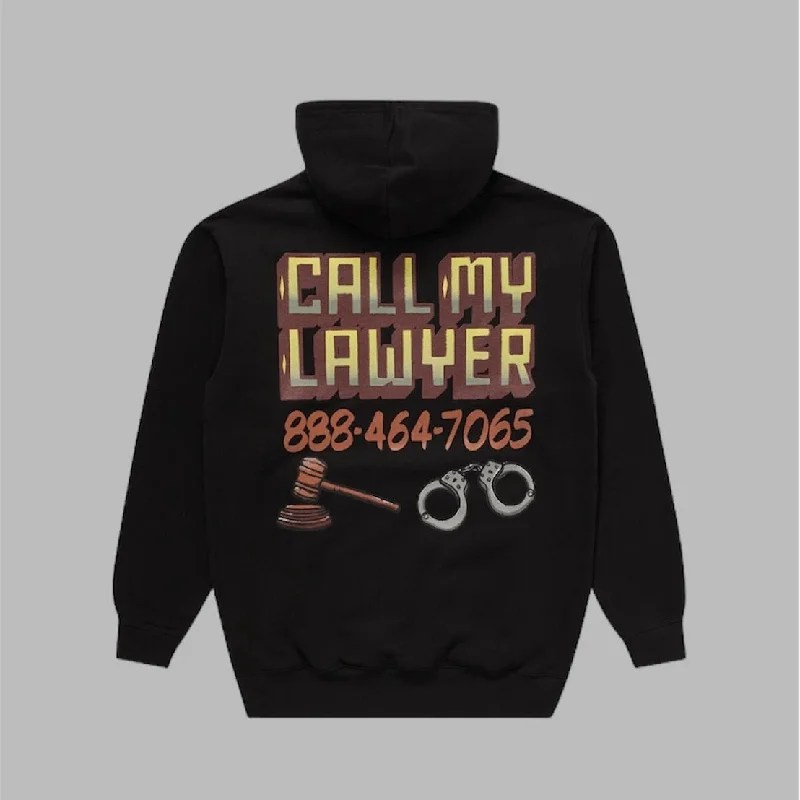 Market Call My Lawyer Sign hoodie q4 15oz with graphic screenprint Black Hoodie with Tied Waist Feminine Flattering