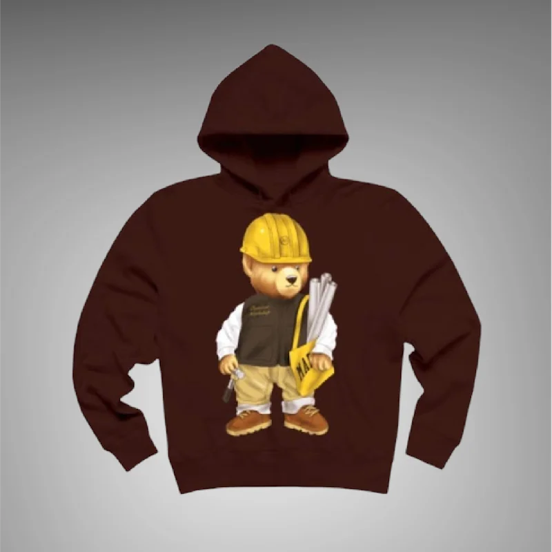 Market Workshop Bear Hoodie Brown Hoodie with Thumb Holes Functional Cozy