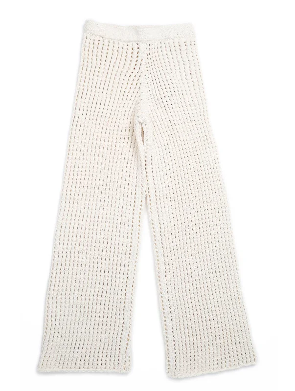 MARYAM Open-knit pants ecru Casual Drawstring Pants