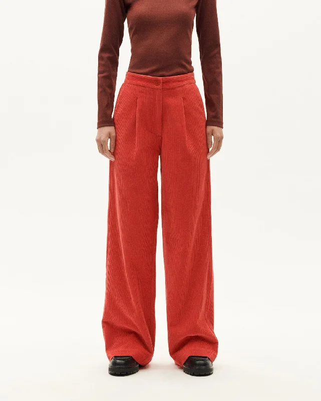 Manolita Corduroy Pants Red Trendy Work Pants