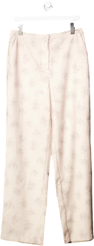 NA-KD Beige Printed Suit Pants In Dusty Flower UK 12 Sleek Black Pants