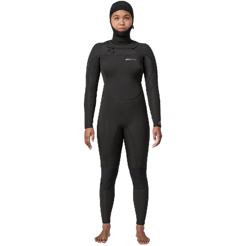 Patagonia Women's R4 Yulex Regulator 5.5/4 Hooded Chest Zip Wetsuit Hoodie with Print Artistic Unique