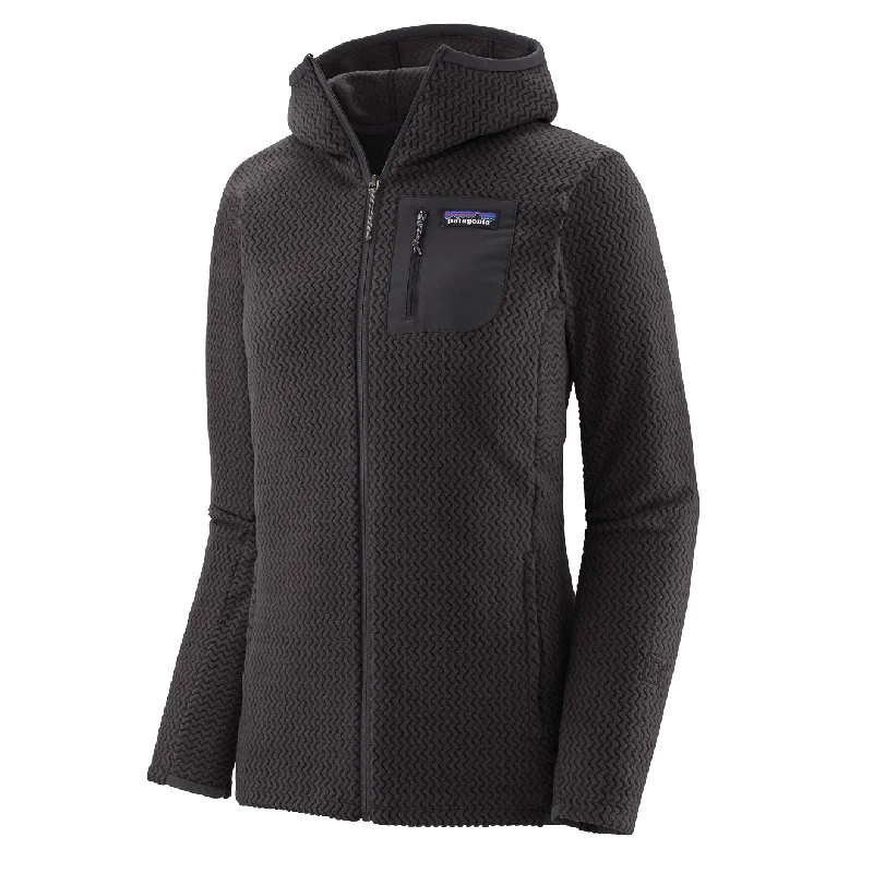 Patagonia Womens R1 Air Full-Zip Fleece Hoody Black Hoodie with Front Slit Layering Stylish