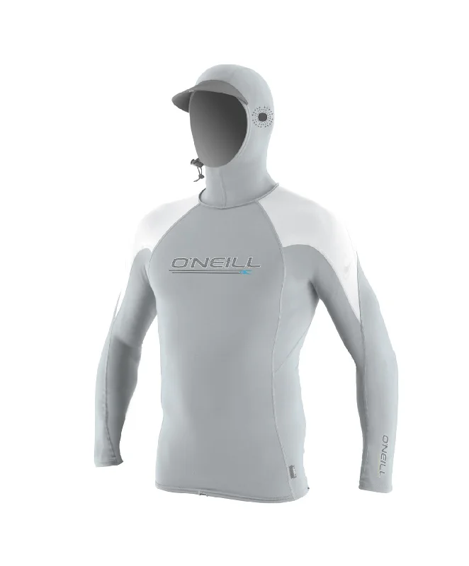 Premium Skins O'Zone Hooded Rash Vest - Cool Grey Hoodie with Mock Neck Collared Structured