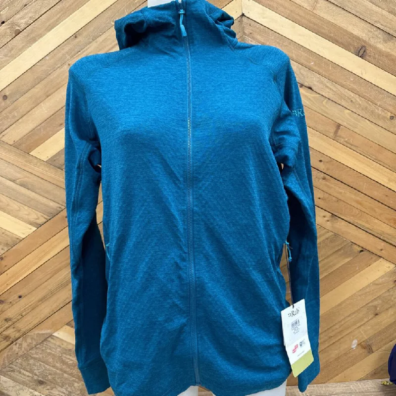 RAB- Nexus Grid Fleece Hoodie- MSRP$100$ : Teal -women-LG Hoodie with Rolled Sleeves Casual Relaxed