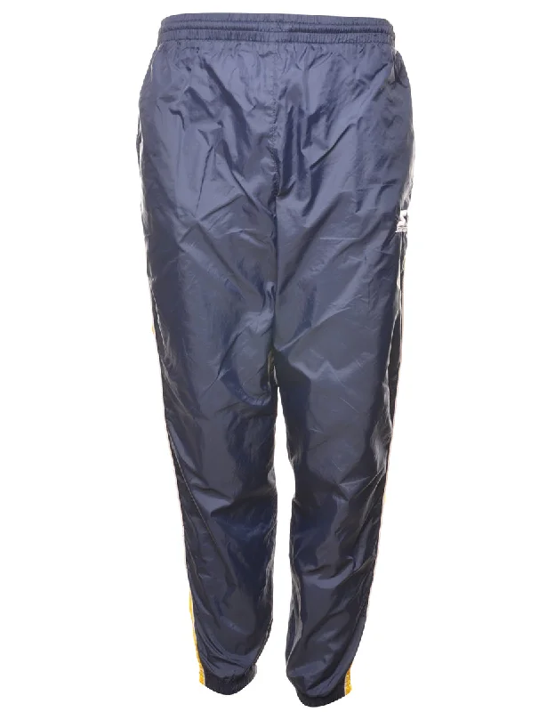 Starter Navy Shiny Track Pants - W32 L30 Soft Wool Pants