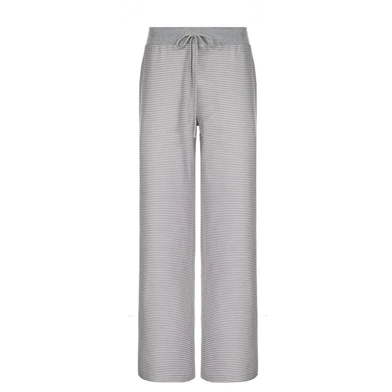 Striped self tie straight leg pant Formal Wide-Leg Pants