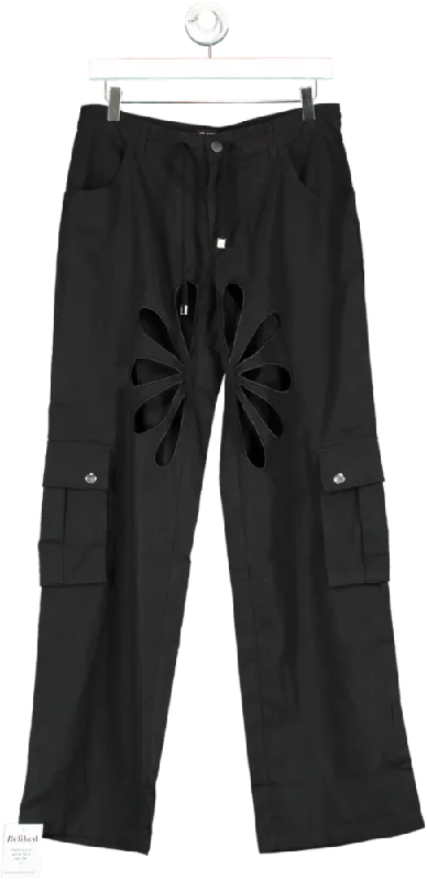 THE KRIPT Black Herika Cargo Pants UK XS Lightweight Jogger Pants